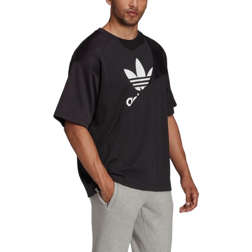 Adidas Originals Logo Print Crew Neck Casual T-Shirt Men Tops Black HG1438
