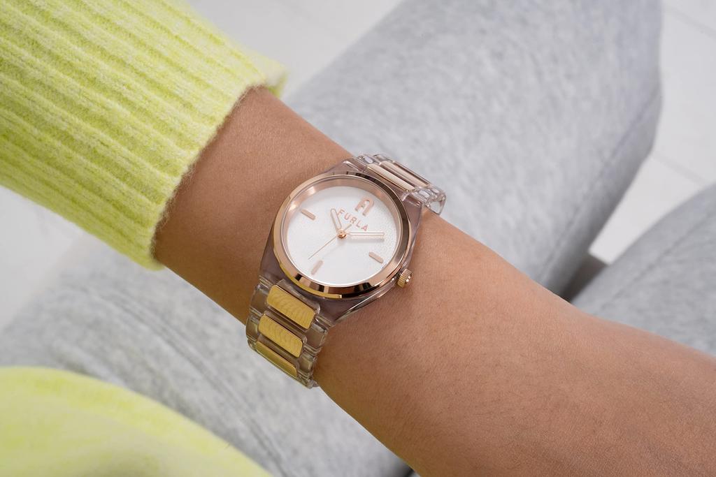 Klokke FURLA TEMPO MINI Hvit Skive Acetat Kvarts Klokke Smykketilbehør WW00028004L3 Klar Hvit [Furla] 32.5MM Dame [Vare]
