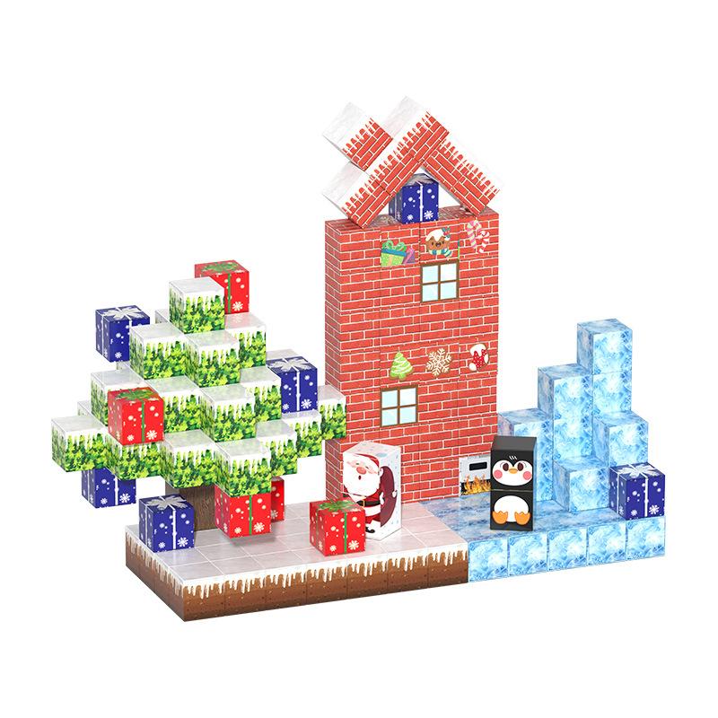 2Cm Magnetic Square Mosaic Magnet Building Block Christmas Farm Ice And Snow Building Scene Children'S Educational Toys