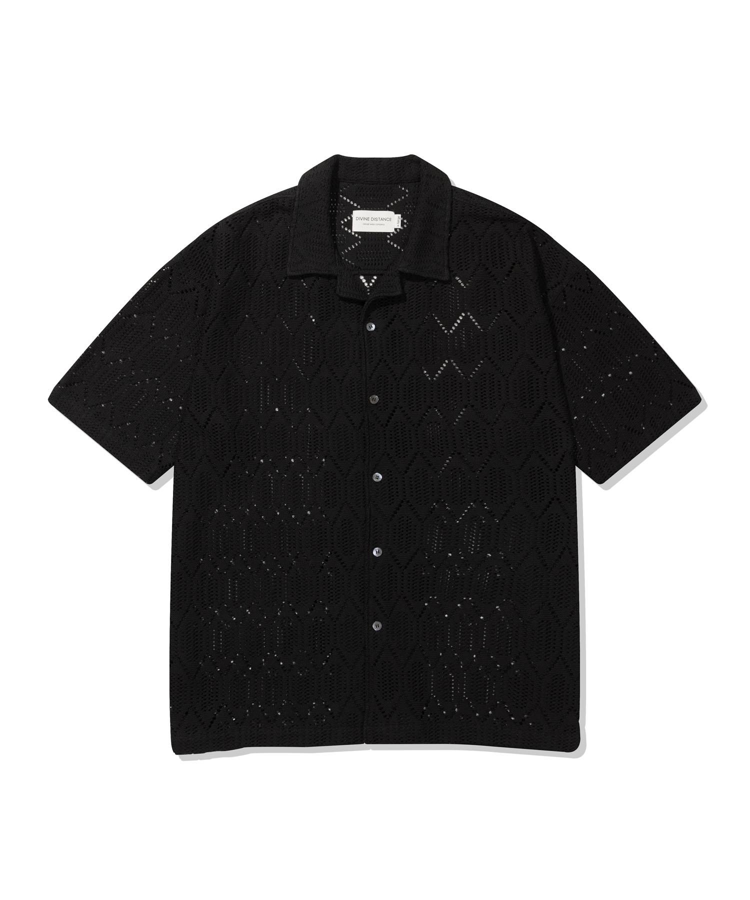Divine Distance Crochet Open Knit Shirt L