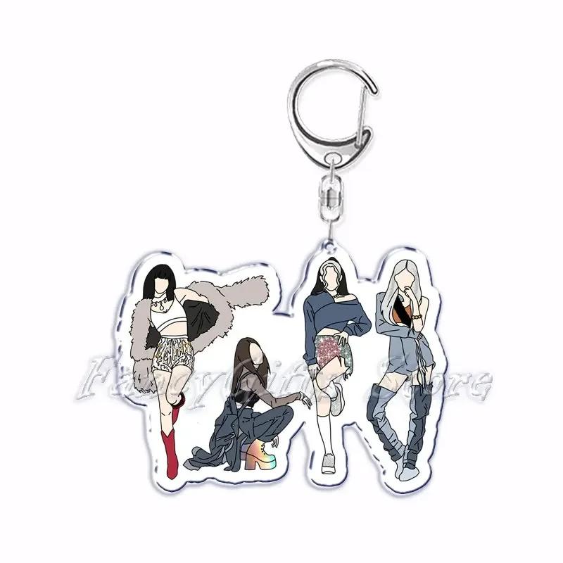Hot Popular Korean Fashion Kpop Girls Band Keychain for Women Man Bag Accessories Bag Key Chain Ring Keychains Jewelry Fans Gift