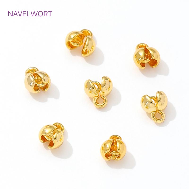 18K Gold Plated Brass Crimp Beads Clamping Beads,End Caps For Jewelry,For DIY Jewelry Making Accessories,Caps For Bracelet