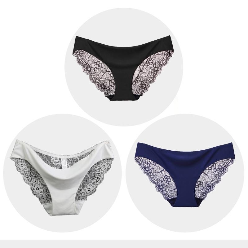 Women's Seamless Underwear Leopard Intimate Women Sexy Lace Black Floral Panties Seamless Panty 3 Pcs/set