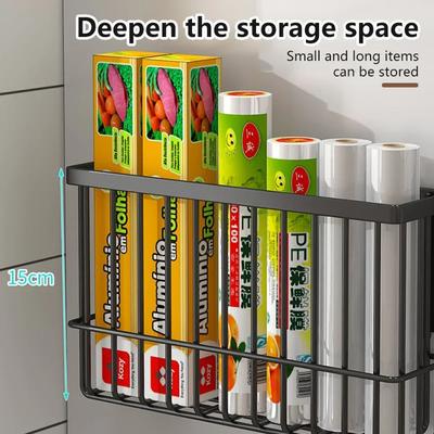 Storage Rack Refrigerator Magnetic Attraction Kitchen Spice Shelf Punch Free Saving Space Durable Microwave Nordic Practical