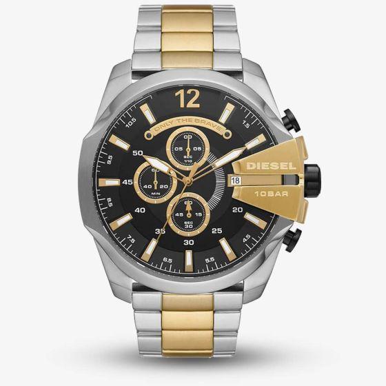 Diesel Herren Mega Chief Quarz Uhr Schwarzes Zifferblatt Edelstahl 51mm DZ4581