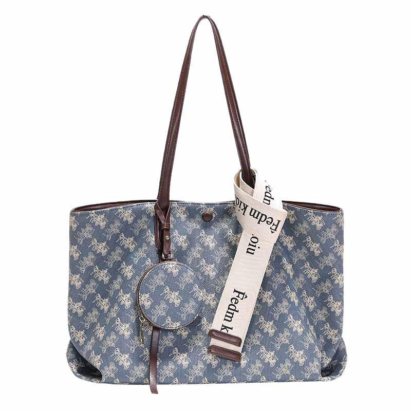 Shoulder Large Bag High-End Printing Tote Bag Women S Popular Large-Capacity Tote Bag Printing синий