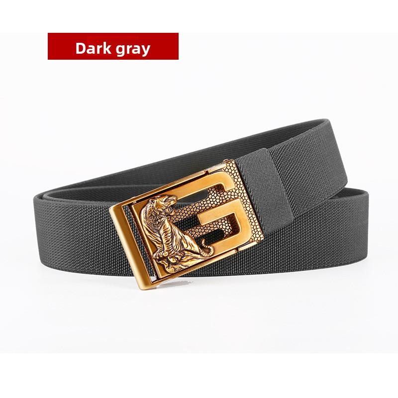 Gugeti Woven Men's Zodiac Automatic Buckle Belt, Fashionable High-end Elastic Canvas Universal Light Luxury