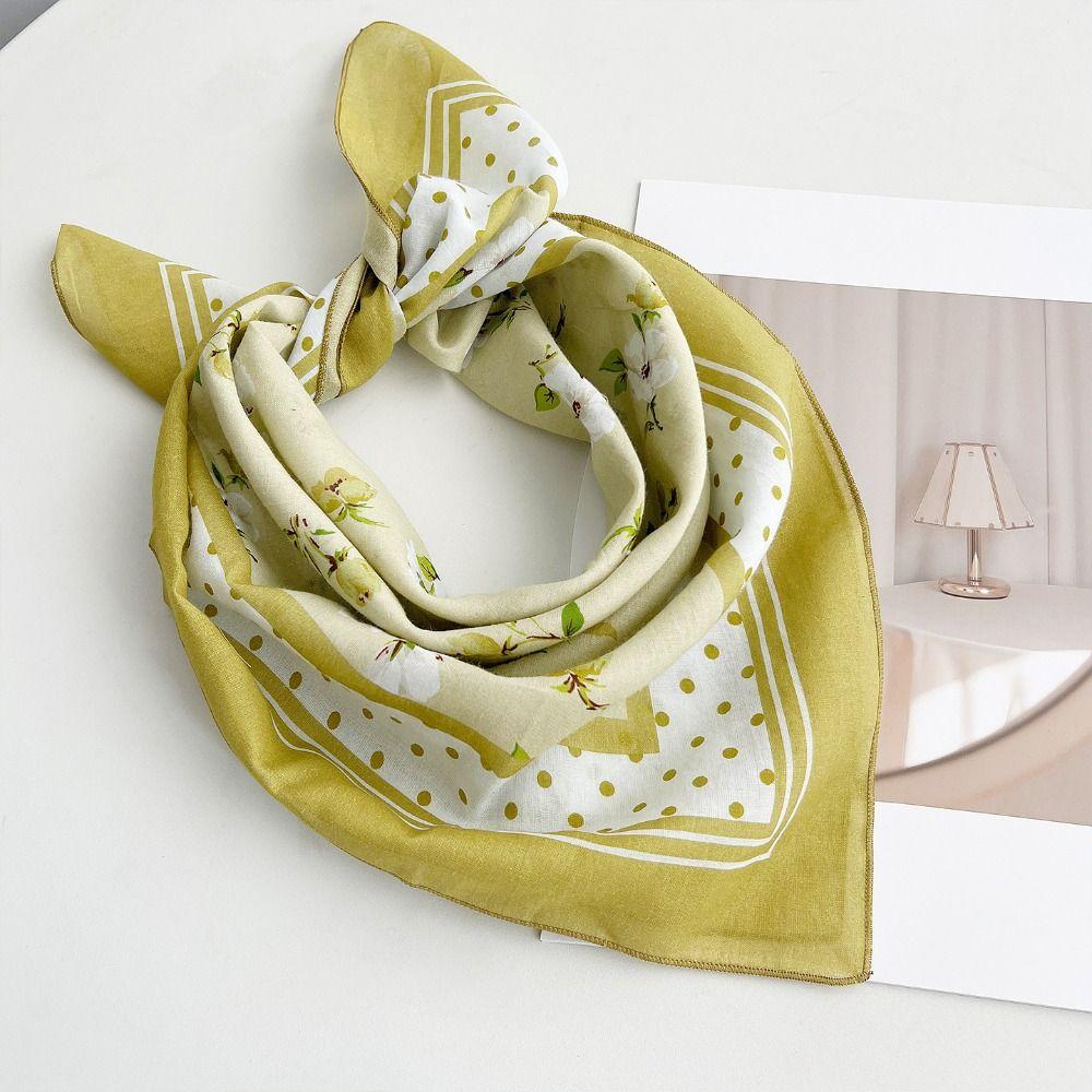 Thin Cotton Square Scarf Breathable Small Scarves Retro Square Handkerchief Women
