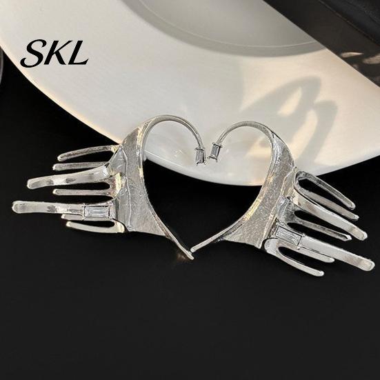 Embellished Earrings Silver Ear Cuff for Women, No Piercing Metal Elf Cool Girl Fashion Jewelry Cuff, Cartilage Climber Clip Hair Styling Accessory