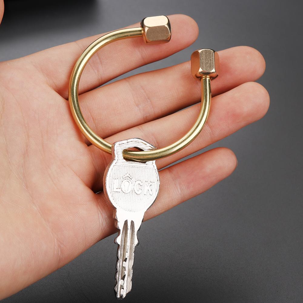Creative Brass Keychain Portable Key Ring Pendant Whistle Ruler Buckles DIY Unique Organizer Tools Jewelry Keychain Accessories