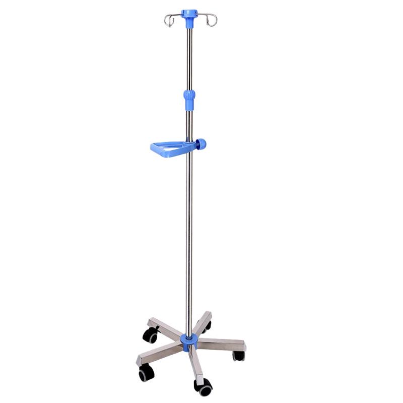 Stainless Steel Retractable Medical IV Drip Stand with ABS Multi-Material