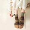 Women's Pair Mid-calf Socks, Retro Ethnic Style Women's Socks, Autumn and Winter Coffee-colored Long Socks