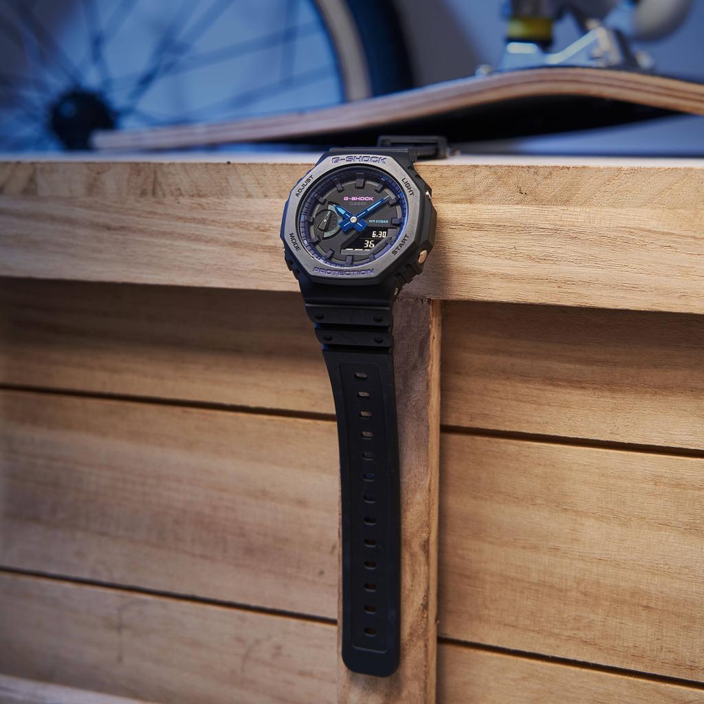 G-Shock City Battle Casual Fashion Trend Shockproof Waterproof Quartz Movement Resin Strap Watch Men watches Black GA-2100VB-1APR