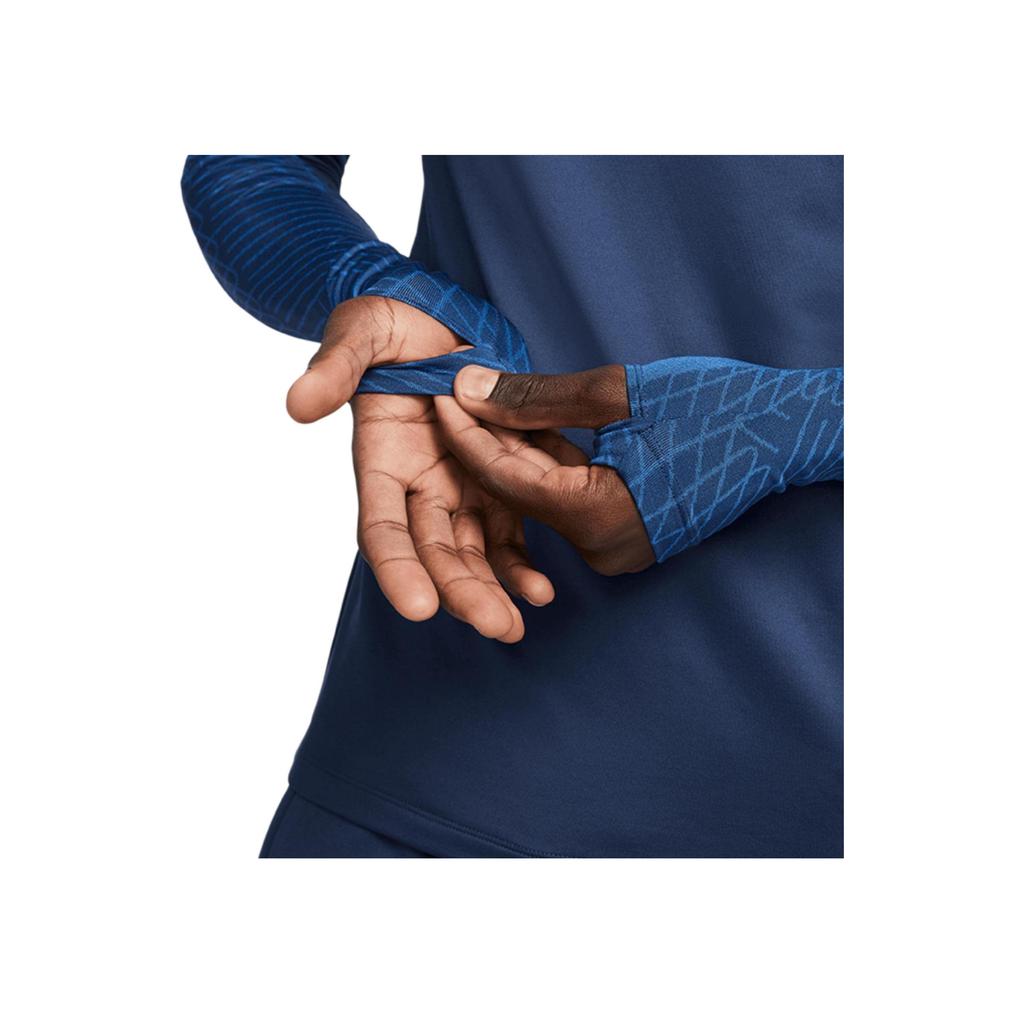 Nike Dri-FIT France Strike Training Sportswear Embroidered Logo Slim Fit Long Sleeve Football Shirt Men Tops Blue DH6455-410