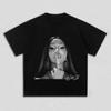 Koszulka z grafiką Cardi B Męska Damska Hip Hop Rap Gwiazda Ikona Czarno-Biała Codzienna Bawełniana Streetwear Góra