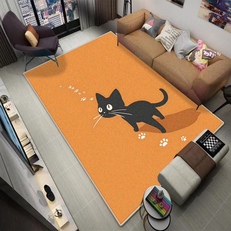 

Simple Cute Decorative Carpet Living Room Home Decoration Mat Cat Pattern Bedside Easy Cleaning Foldable Lounge Rug Bedroom 60x90cm