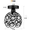 Taklampa i metall med dubbla ringar och kristaller, för hallbelysning, infälld taklampa (Dubbelring Svart)