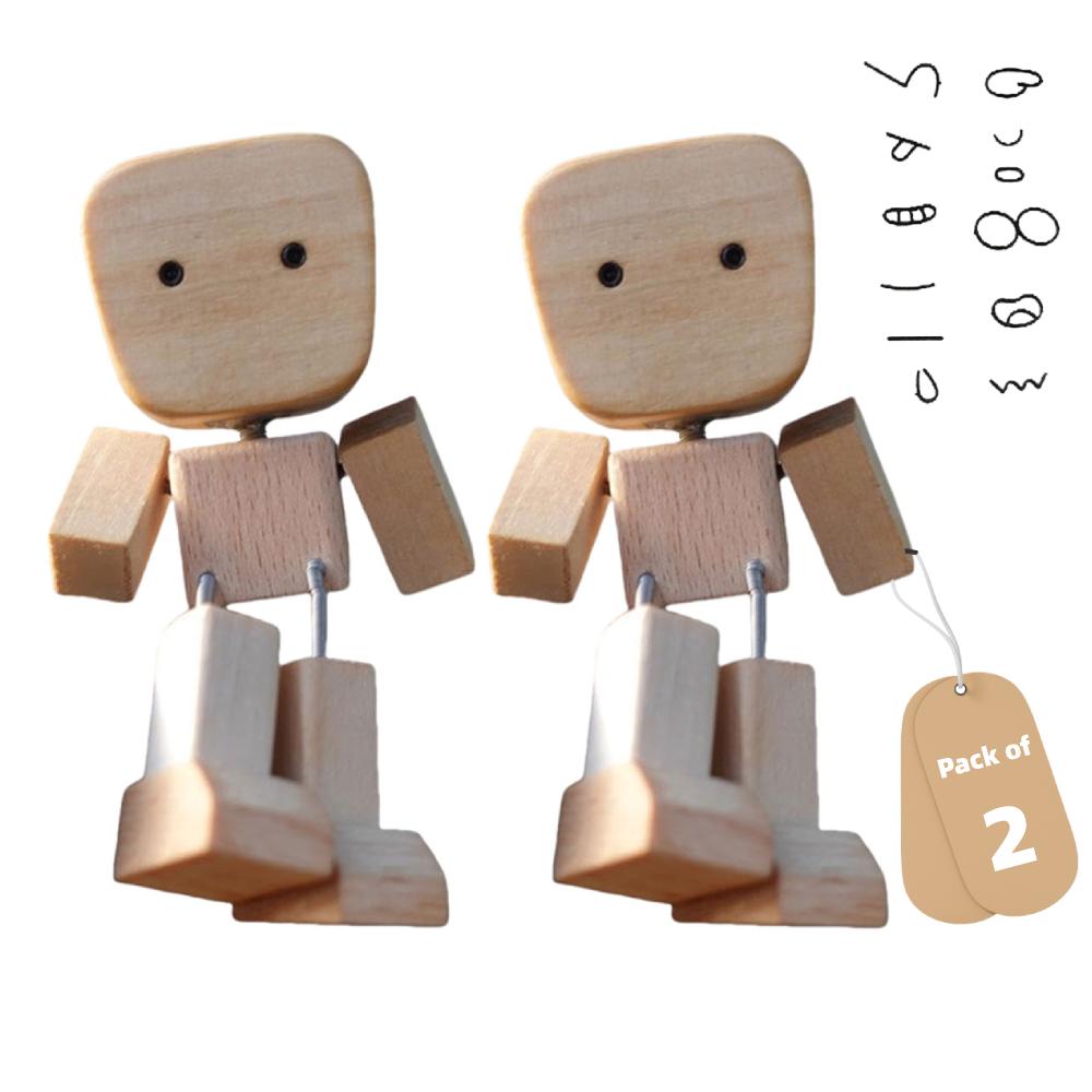 Magnetic Shaking Wooden Man For Car Decoration Cute Wood Man Ornaments Leg-swinging Robot Best Gifts 1/2Packs