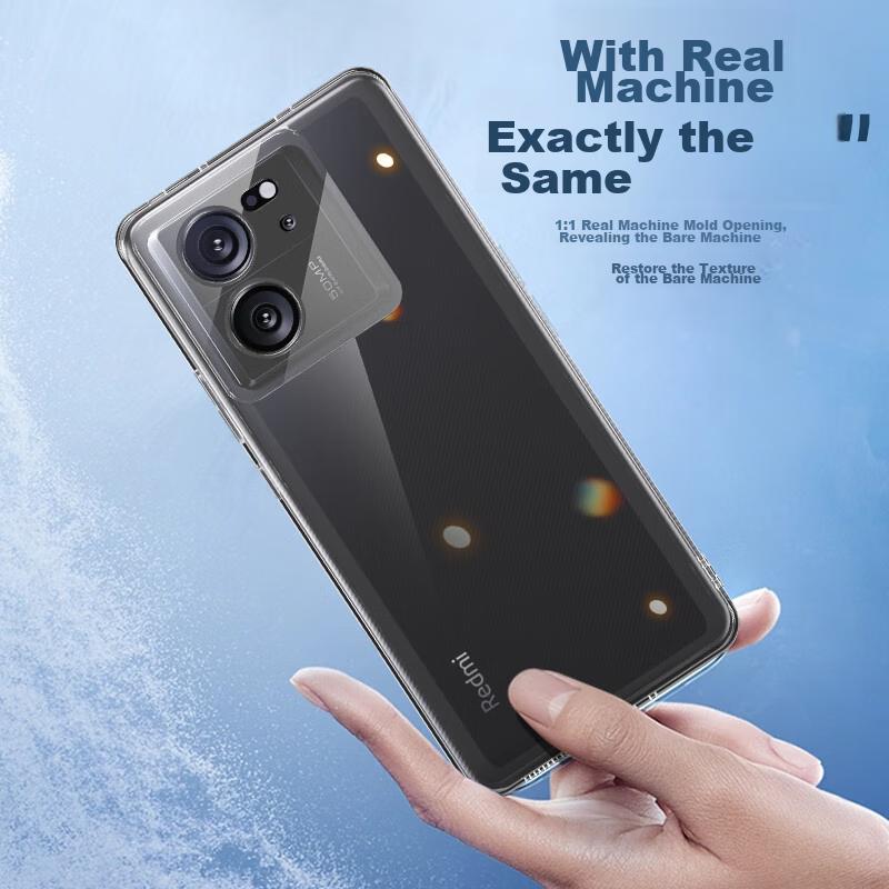 HotFire Phone Case for Xiaomi Redmi K60 Pro, Shockproof Silicone Upgraded Camera Lens Full Protection Frame - Transparent