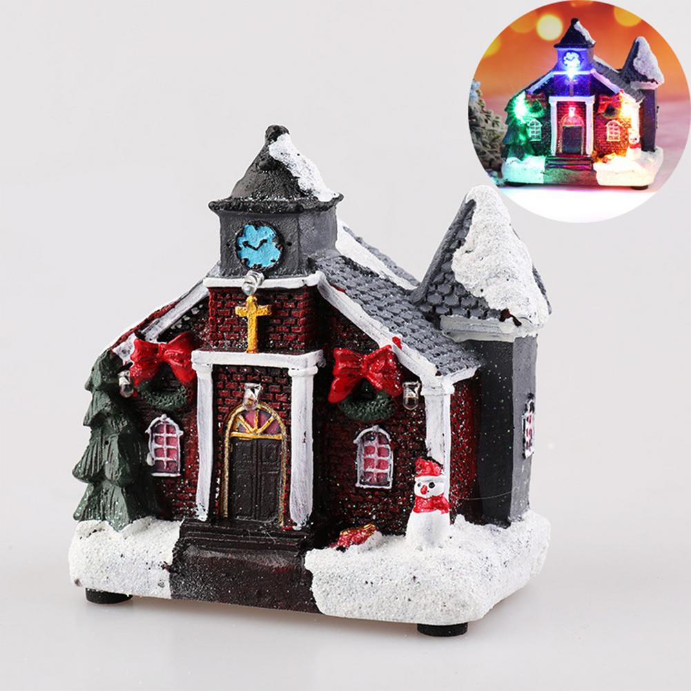 Mini Weihnachts Haus Möbel Puppenhaus LED Haus Dekorieren Licht Mit Harz Miniatur Haus Heimdekoration Weihnachtsgeschenke