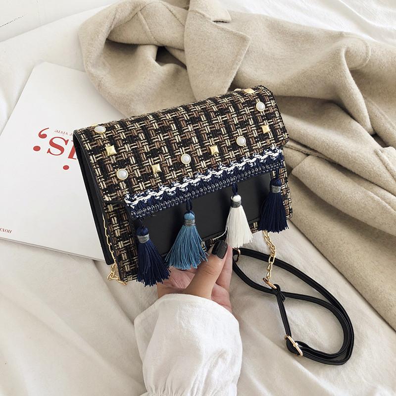 Style Woven Mini Shoulder Bag With Chain Strap For Casual Travel