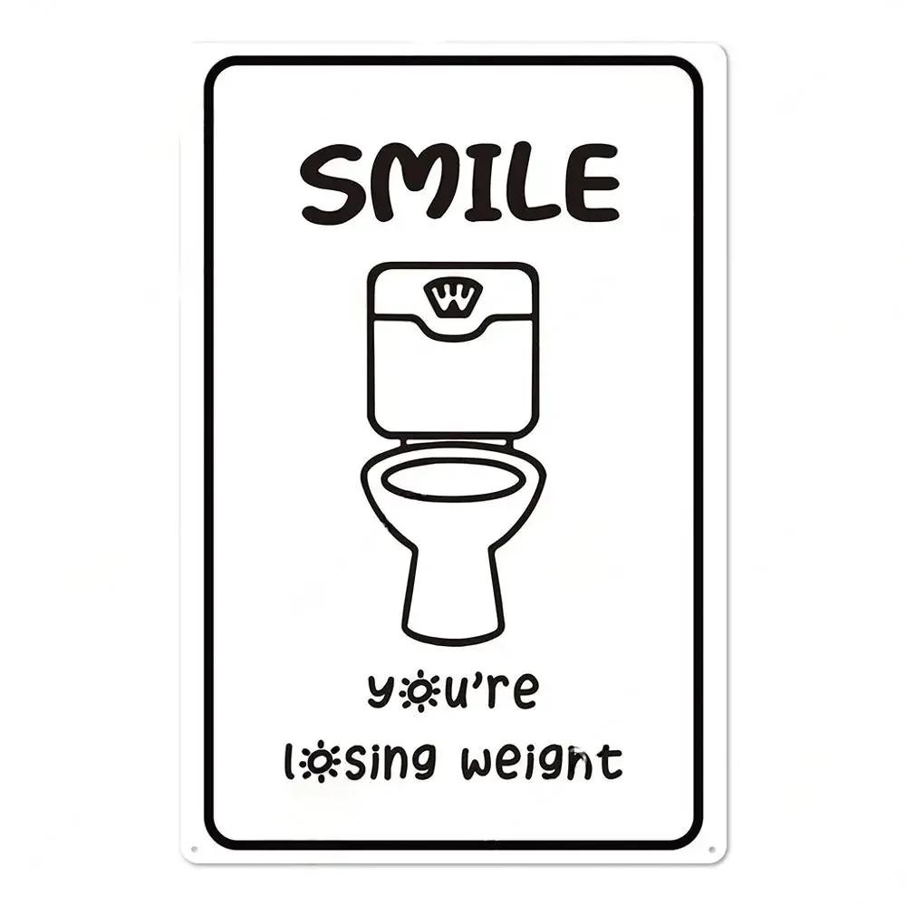 1pc Vintage Aluminium Signs Bathroom Posters Decor Restroom Retro Plaque Plates Wall Art Room Decoration for Bathroom 8x12 Inch