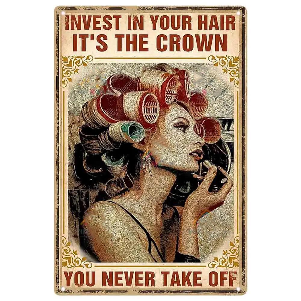 Vintage Kuaför Metal Teneke Tabelalar Kuaför Metal Posterleri Berber Dükkanı Güzellik Salonu Ev Kahve için