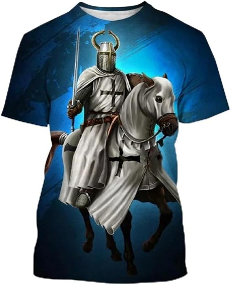 3D Print Knight Templar T-shirt Men Women Cross Fashion Trendy Cool Short Sleeve O Neck T-shirt Unisex Jesus Christian Tees