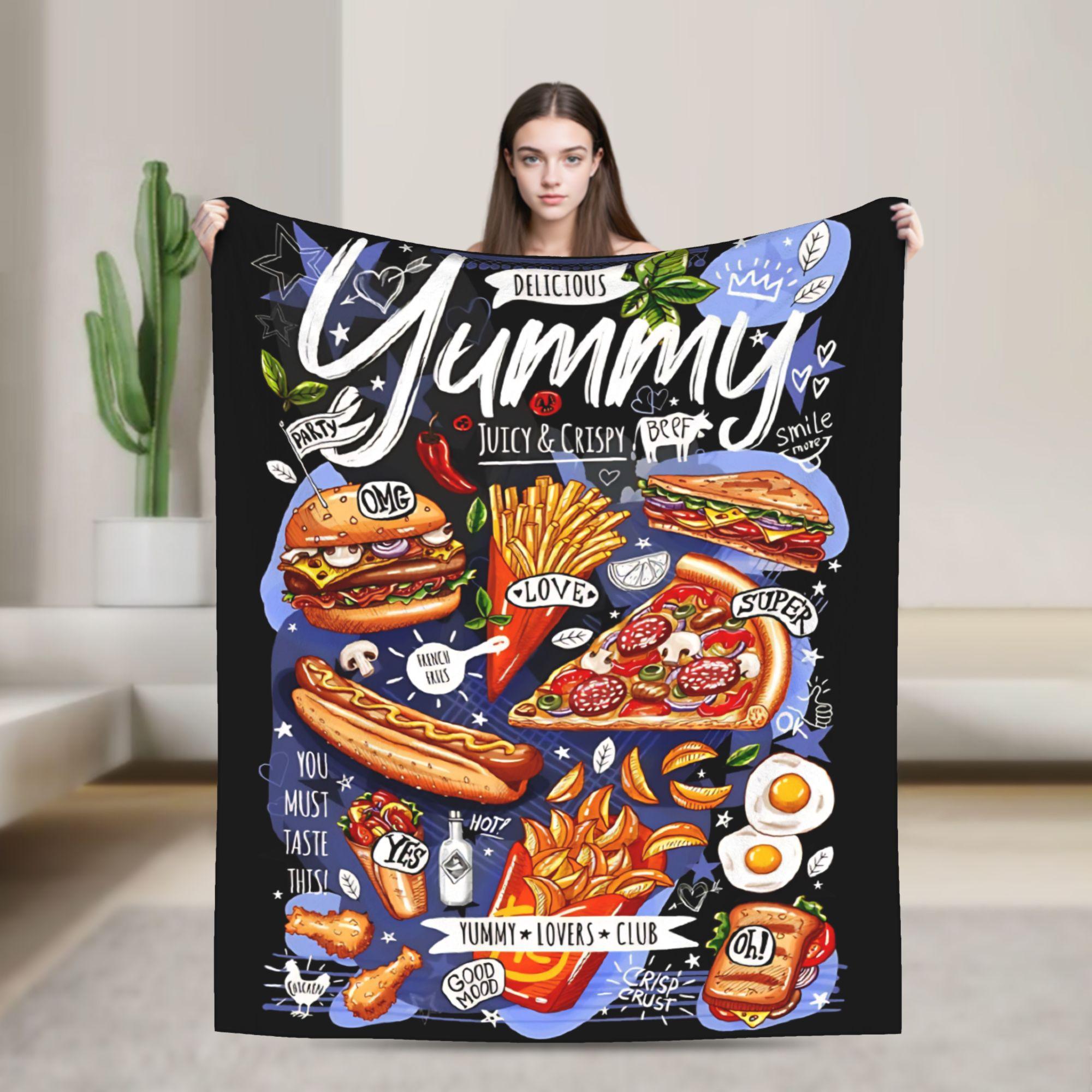 

Fast Food Mexican Nachos Burritos Tacos Blanket Cover Snack Throw Blankets Bedroom Sofa Quilt Soft Warm Bedspread Multi-function 100x150cm