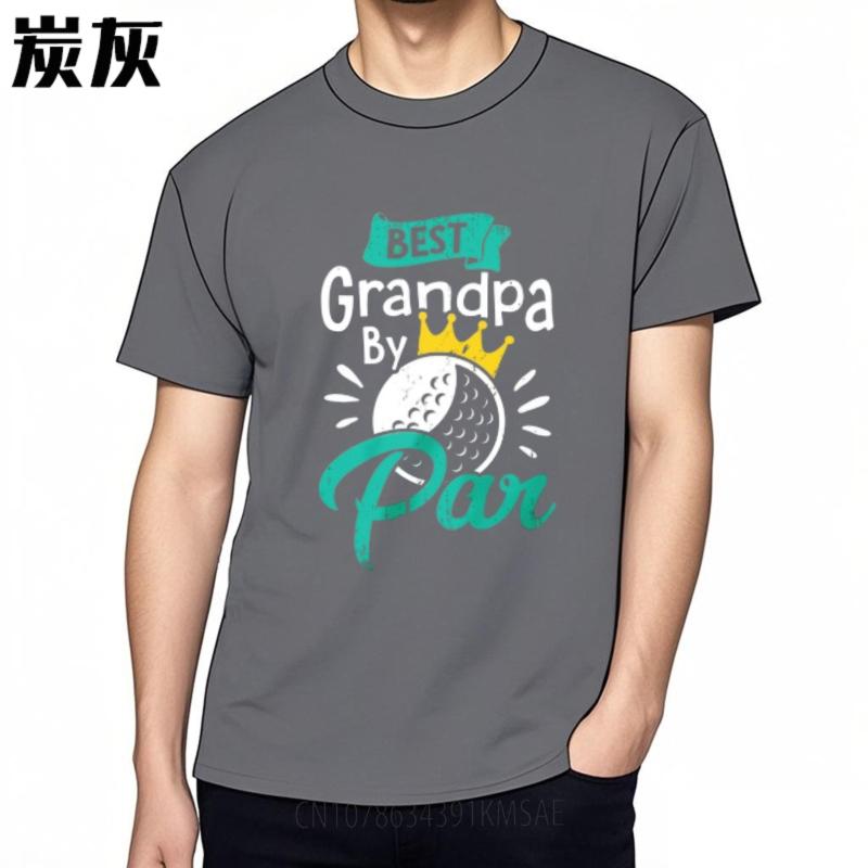 Breathable Tee Travel For Unisex Crew Neck t shirt Best Grandpa By Par With Crown And Golf Ball Retro Unisex tops Classic Tshirt