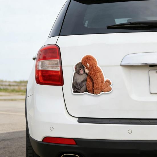 10 Sheets Funny Monkey Hugging Plush Toy Stickers Quirky Vinyl Decals for Laptops Water Bottles Luggage Skateboards Waterproof DIY Crafts