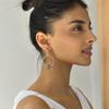 Natural Rainbow Moonstone Dangler Cum Hoops, 925 Silver Oxidized Handmade Jewelry, Bohemian Beach Wear for Women , Unique Gifts Idea for Her