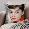 Attractive Actress AAudrey Hepburn Cushion Cover Pillowcase Antidustmite Invisible Zipper Short Plush Sofa Cushion