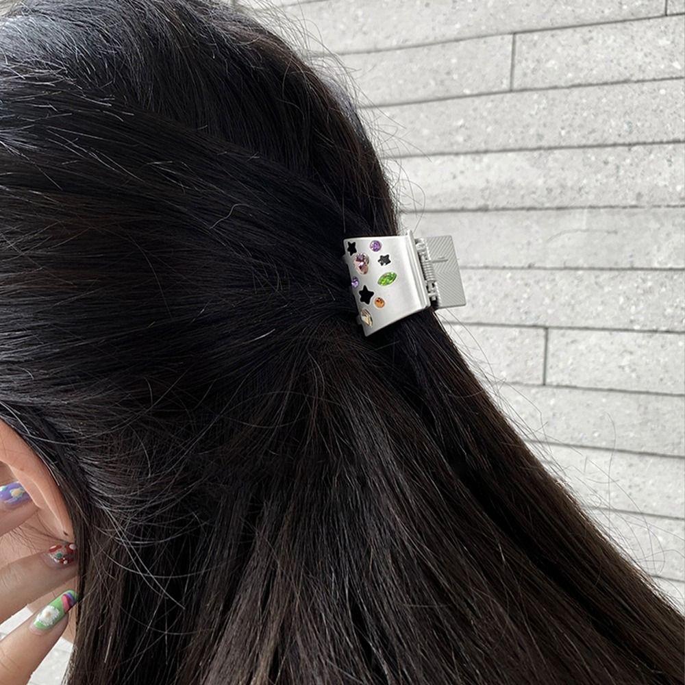 

Заколка для волос Y2k с цветными стразами и звездами, серебристый металл Sweet Travel