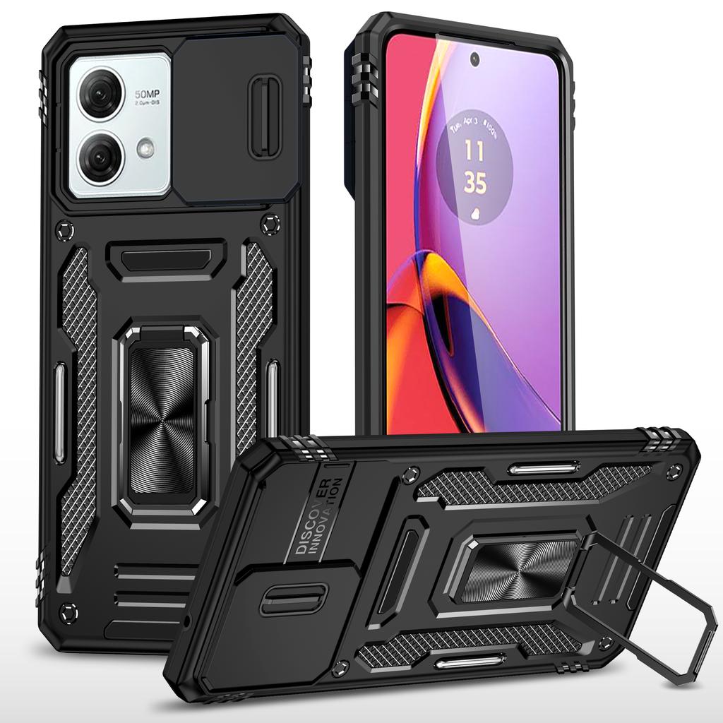 Armor Series For Motorola Moto G84 5G Case Slide Lens Lid PC+TPU Kickstand Phone Cover