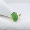 Elegant Green Chalcedony Agate Ring - Adjustable National Style Jewelry for Women