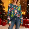 Women's Fashionable Oversized Knitwear Long-Sleeved Christmas Print Top