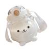 Water Bottle Plastic Cute Panda 1000ml Large Capacity Direct Drinking with Straw Carrying Strap Kids Drinking Bottle for Daily Use Clear White