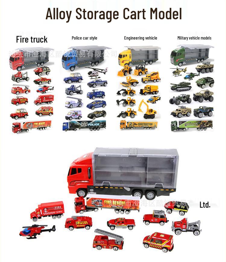 12-Piece Engineering Transport Vehicle Set with Opening Doors and Inertia Action - Children's Toy