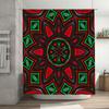 Decorative Bath Shower Curtain with Kaleidoscope Design In Green, Red Black Modern Flower Pattern for Bathroom Decoration