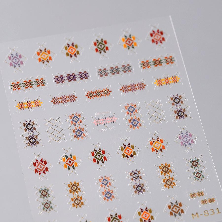 

Gold Embossed Retro Hot Stamping Nail Stickers M-831