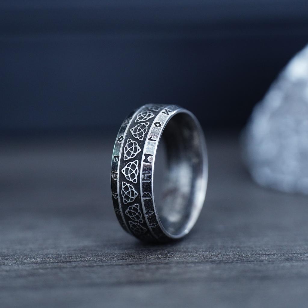 Mote Vintage Enkel Viking Rune Ring for Menn Kvinner Rustfritt Stål Nordisk Keltisk Knute Ringer Par Amulett Smykker