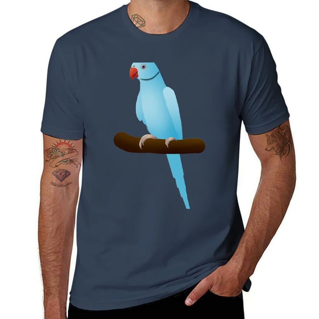 Blue Ringneck Parrot Tshirt All Weather Casual Short Sleeve