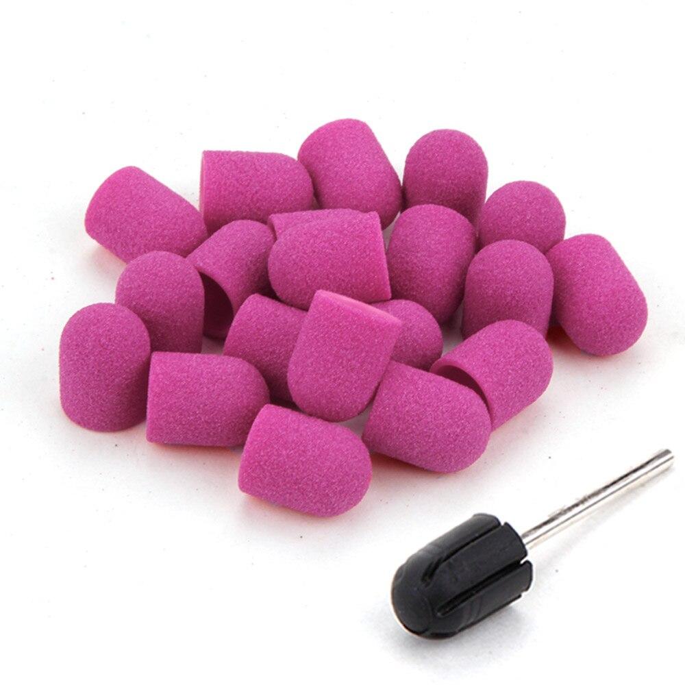 10Pcs 10*15/13*19 Purple Sanding Caps Nail Art Sanding Bands Block Caps Mandrel Gel Remover Foot Care Cuticle Drill Accessories