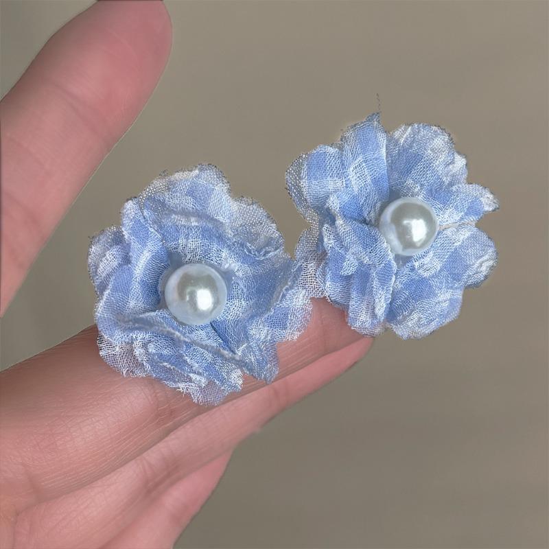 Small Fresh Milk Blue Oil Drop Earrings Fashion Sweet Flower Earrings Super Fairy Holiday Style Earrings