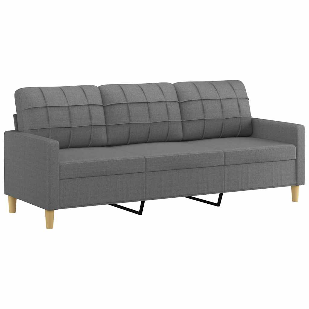 Vidaxl 3-Seater Sofa, Dark Grey, 180 Cm, Upholstered In Fabric