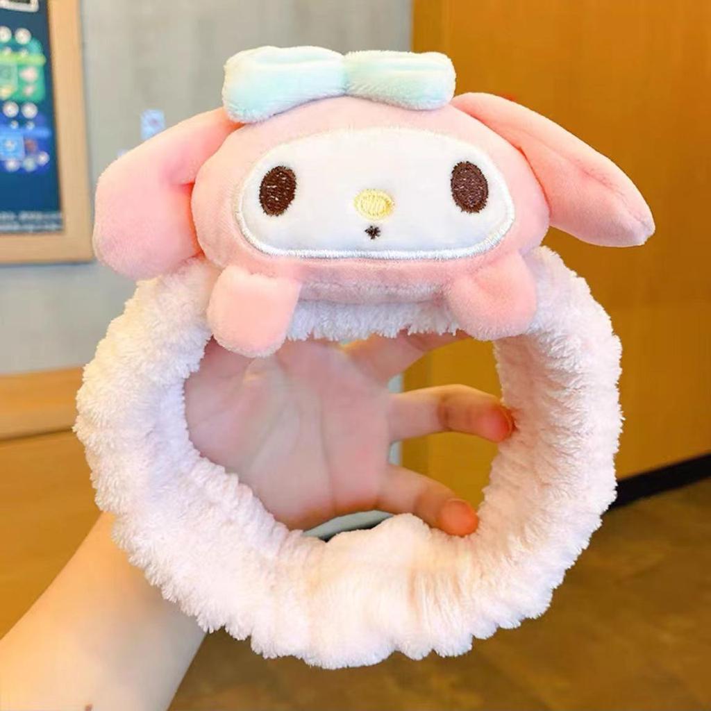 Korean Cute Sanrio Cartoon Face Wash Plush Headband Hair Tie
