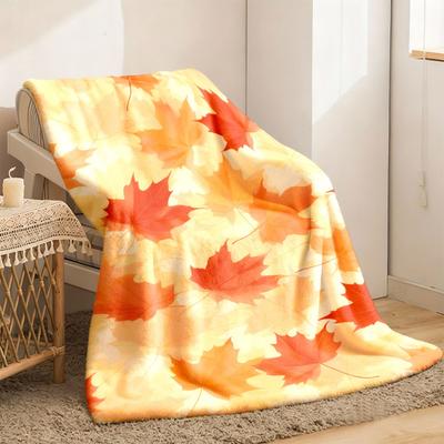 Vibrant Autumn Leaf Pattern Flannel Blanket Soft All-Season Throw for Bed Sofa Camping & Car Perfect Gift for Birthdays Cozy Fall