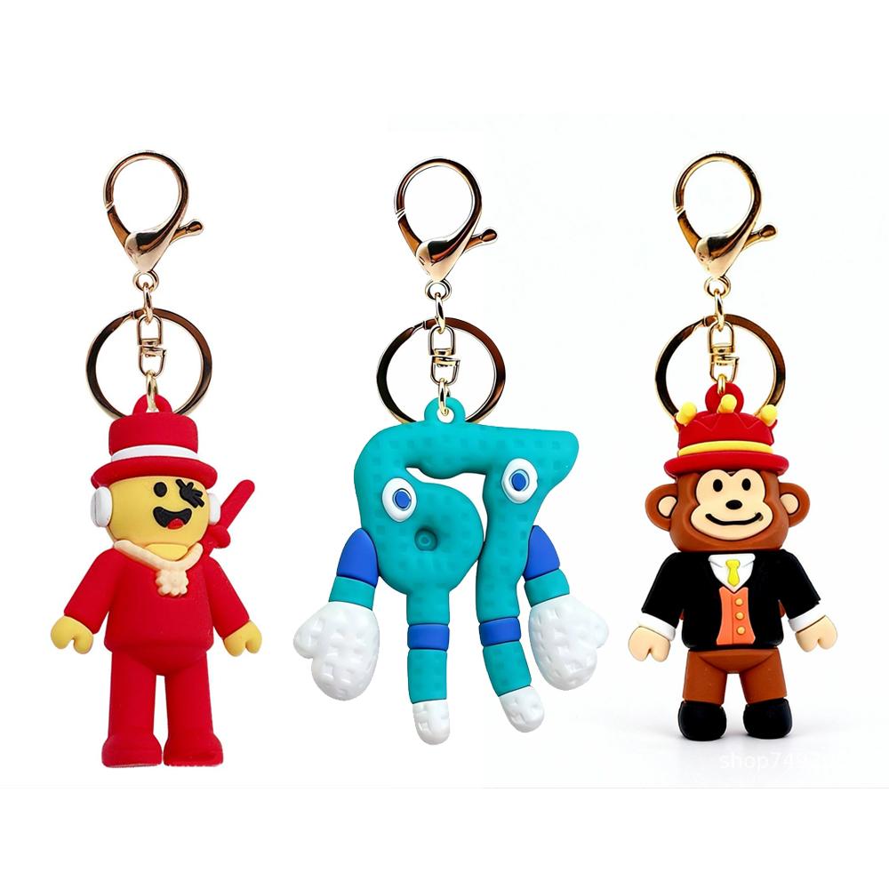 Steal A Brainrot No. 67 Keychain Anime Cartoon Hat Monkey Blue 67 Italian Brainrot Keyring Birthday Christmas New Year Gifts