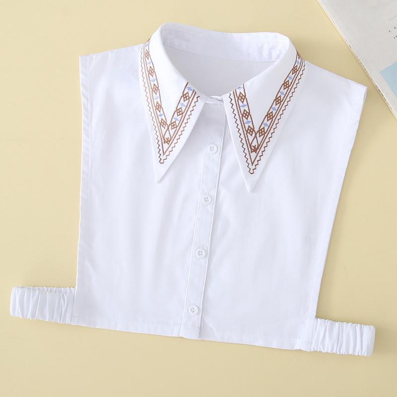 

XL Вышитая рубашка с ложным воротником для женщин, свитер со съемным воротником, женский осенний свитер, блузка, топы, жилет, ложные воротники